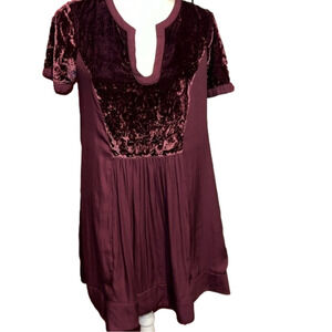 Maeve Anthropologie Burgundy Velvet Dress S
